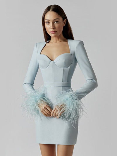 Sofia | Elegantes Minikleid mit Federdetails