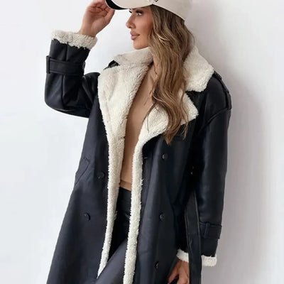 Luna | Lange klassische Jacke mit Fleece Fütterung und Teddykragen Zendoo.de