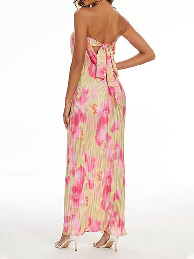 Theresia | Blumendruck Bandeau Maxikleid - stilvoll & feminin