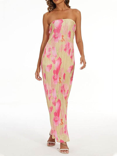 Theresia | Blumendruck Bandeau Maxikleid - stilvoll & feminin