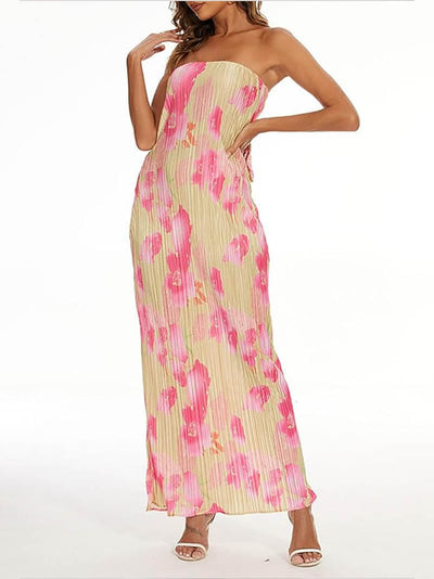 Theresia | Blumendruck Bandeau Maxikleid - stilvoll & feminin