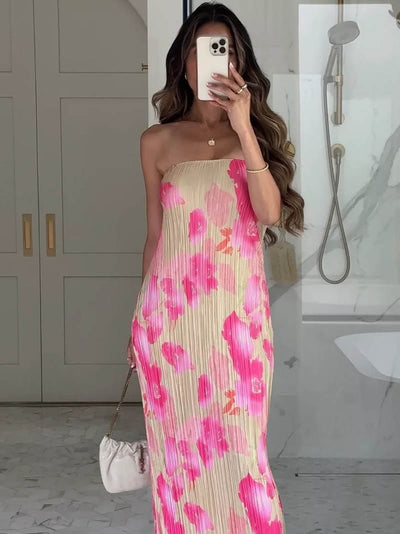 Theresia | Blumendruck Bandeau Maxikleid - stilvoll & feminin