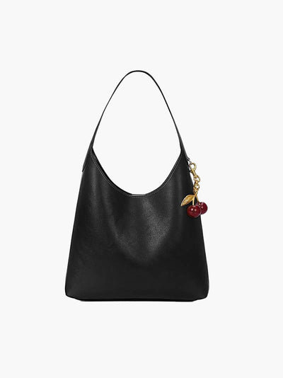 Amelia | Stilvolle Damen-Tasche in Schwarz mit Kirschanhänger – Zeitlos und einzigartig