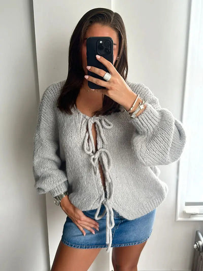 Rahel | Weiche Strickjacke mit Schleife