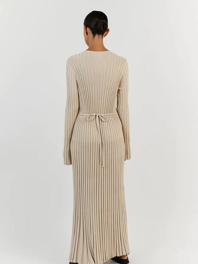 Lilli | Schwarzes Geripptes Maxikleid