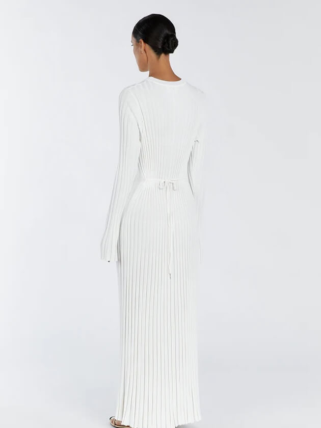 Lilli | Schwarzes Geripptes Maxikleid