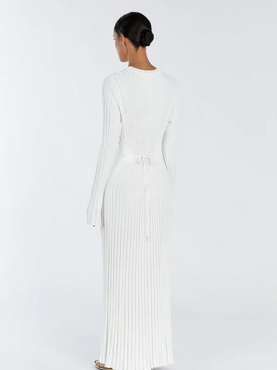 Lilli | Schwarzes Geripptes Maxikleid