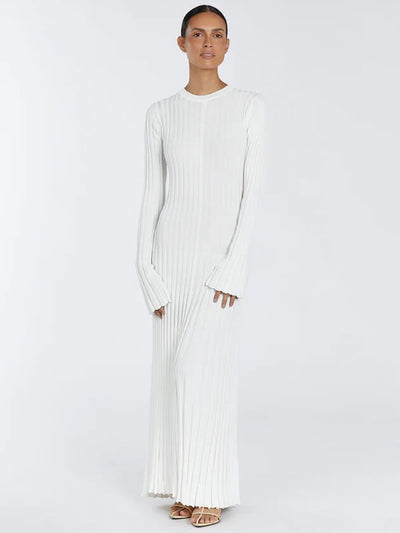 Lilli | Schwarzes Geripptes Maxikleid