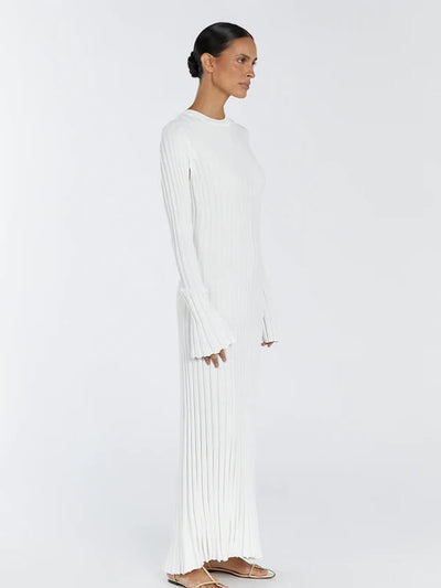 Lilli | Schwarzes Geripptes Maxikleid