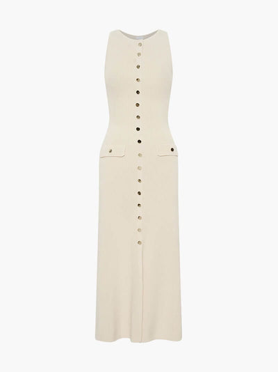 Rosamund | Elegantes Knopfdetail Ärmellos-Maxikleid – Zeitlose Klasse & Raffinesse