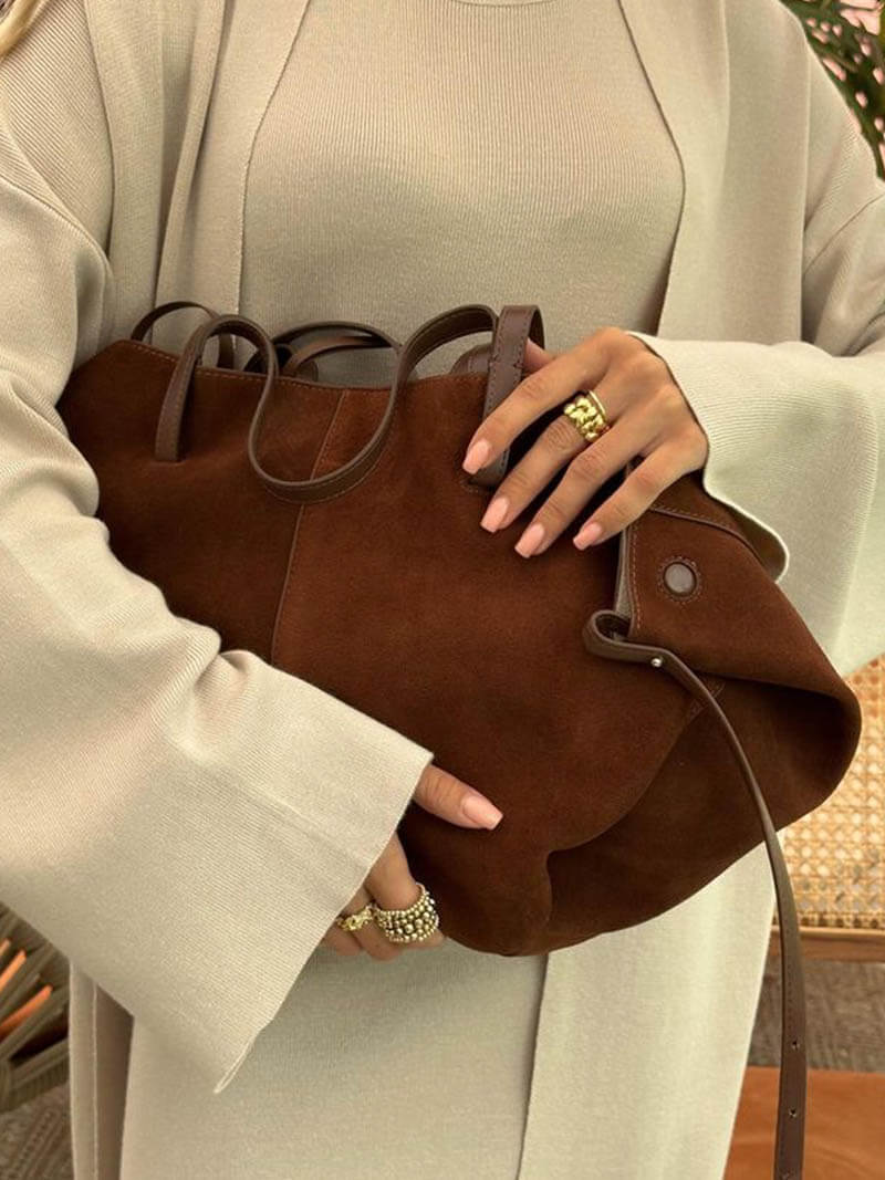 Pauline | Geräumige Damen-Shopper-Tasche aus Wildleder