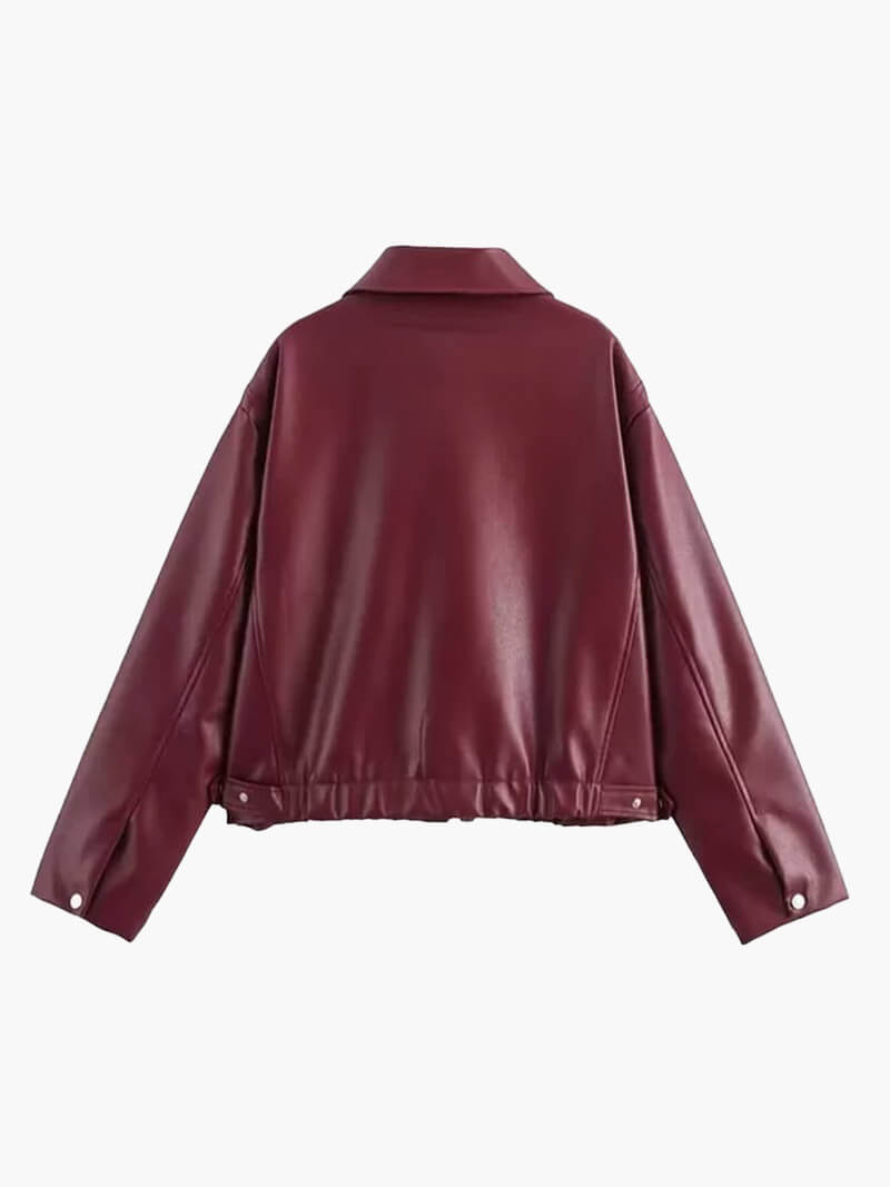 Mirabelle | Modische Kunstlederjacke in Weinrot