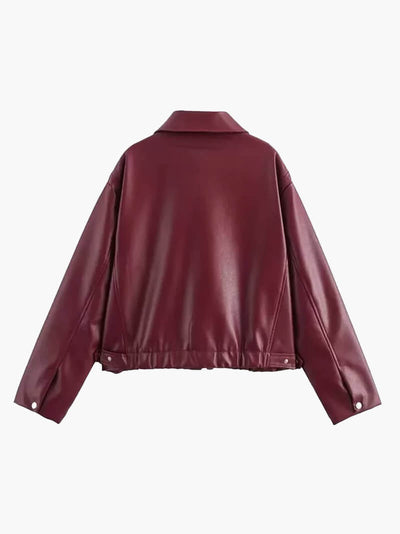 Mirabelle | Modische Kunstlederjacke in Weinrot