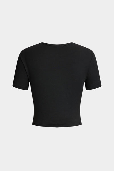 Braelyn | Schwarz Kurzärmelig Cropped T-Shirt mit "Don't Be Jealous"-Print