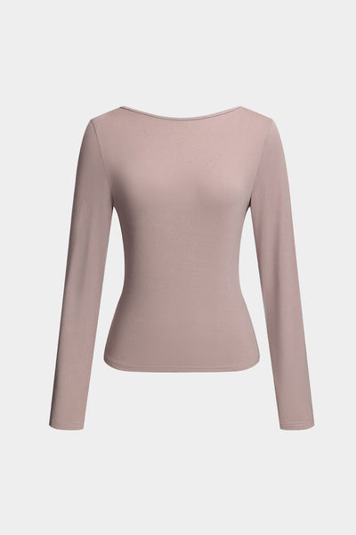 Addison | Bodycon Niedriger Rückenausschnitt Langärmeliges Oberteil