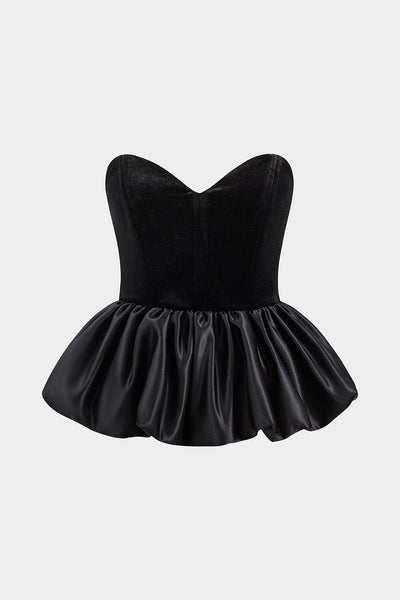 Jennifer | Corsagen-Top mit Herz-Ausschnitt und voluminösem Satin-Peplum