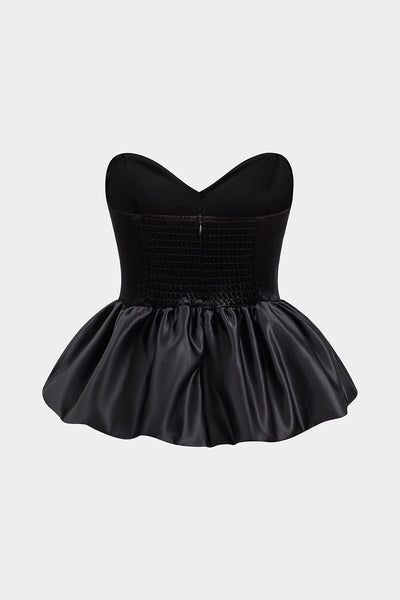 Jennifer | Corsagen-Top mit Herz-Ausschnitt und voluminösem Satin-Peplum