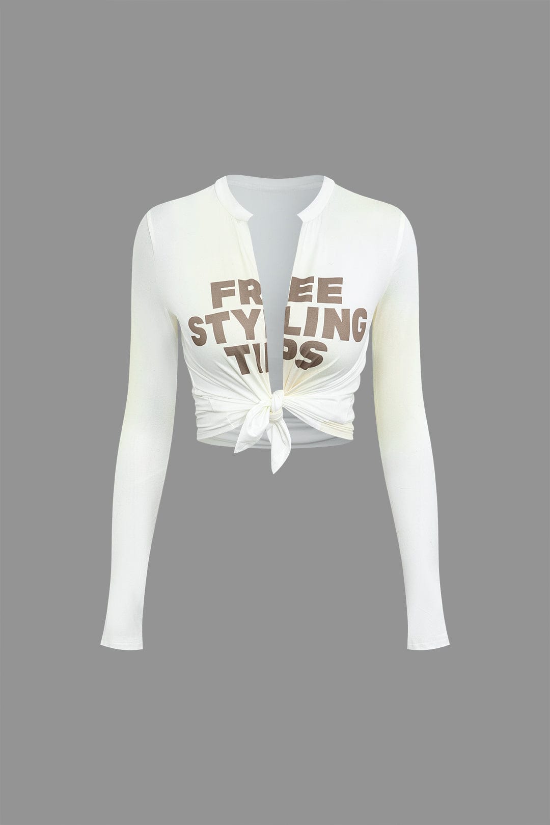 Edith | Stylisches Front-Tie-Shirt mit trendigem Schriftzug und engem Schnitt