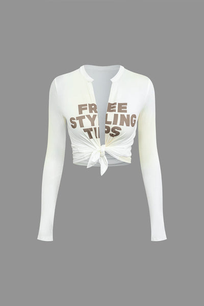 Edith | Stylisches Front-Tie-Shirt mit trendigem Schriftzug und engem Schnitt