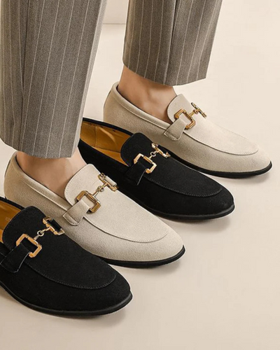 Elias | Lässig Herren-Loafer aus Wildleder mit edlem Metall-Detail