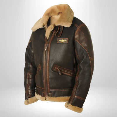Thomas™ | Exklusive Fliegerjacke mit Fellkragen
