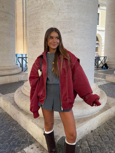 Jade | Übergroße Kontrastnaht Jacke Zendoo.de