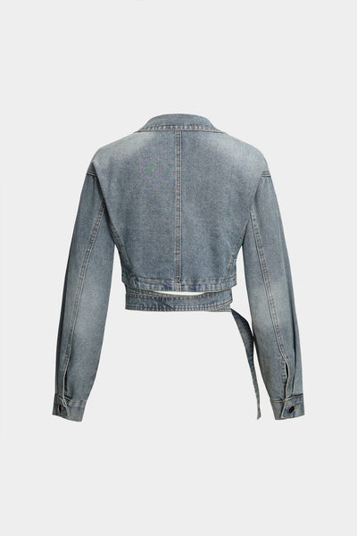 Diana | Cropped Wickeljacke aus Denim – Modern und feminin
