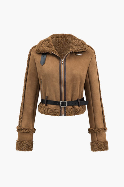 Amelie | Kurze Wildlederjacke mit Teddyfutter