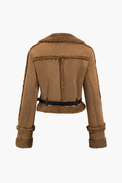 Amelie | Kurze Wildlederjacke mit Teddyfutter
