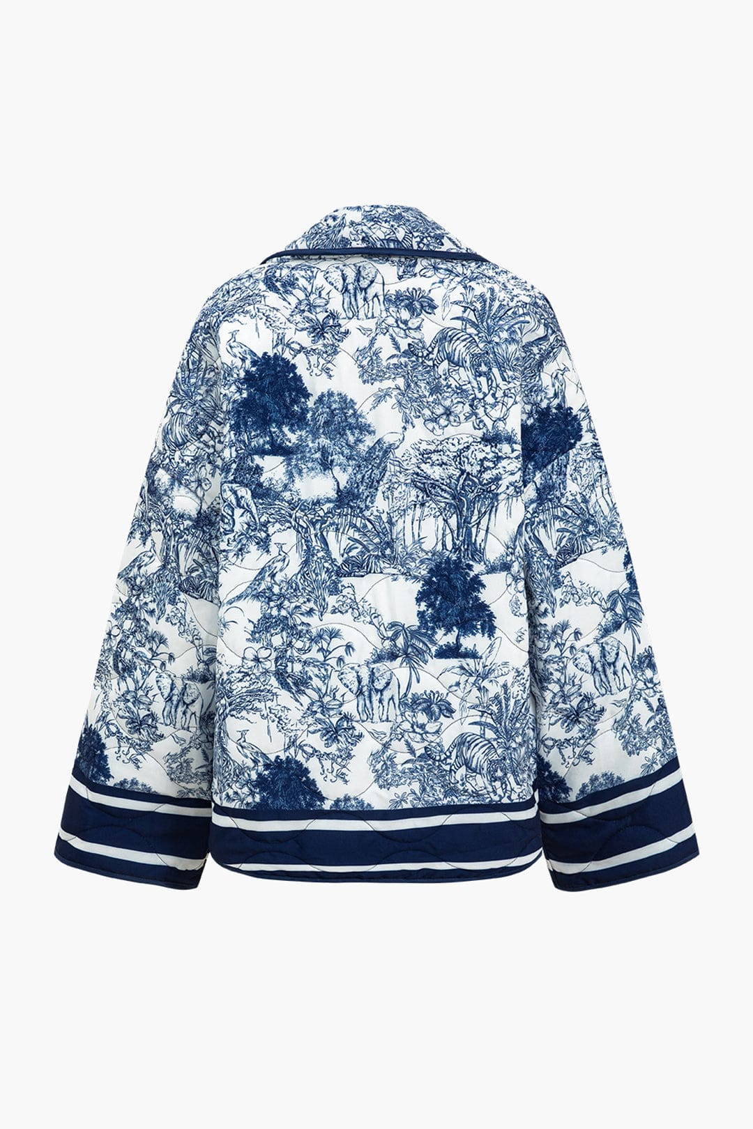Flora | Geblümte Steppjacke mit blauem Print – Stilvoll und gemütlich