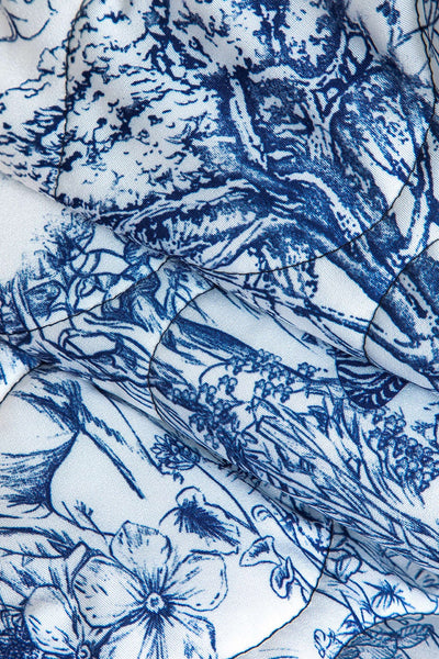 Flora | Geblümte Steppjacke mit blauem Print – Stilvoll und gemütlich