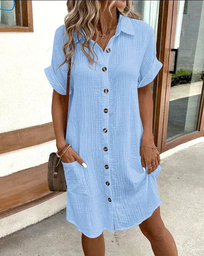 Leichtes Hemdblusenkleid aus Baumwolle mit Knopfleiste – Casual & Sommerlich