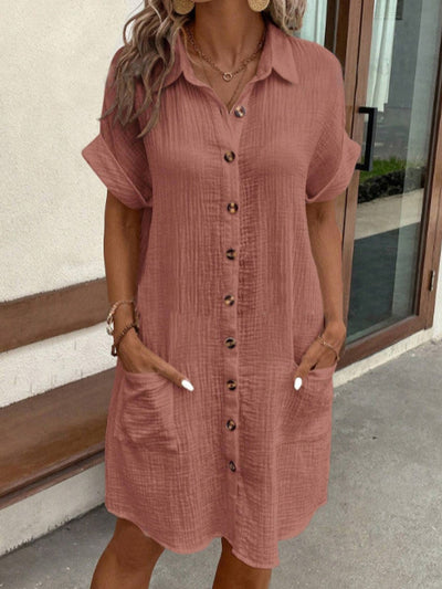 Leichtes Hemdblusenkleid aus Baumwolle mit Knopfleiste – Casual & Sommerlich