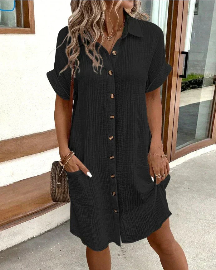 Leichtes Hemdblusenkleid aus Baumwolle mit Knopfleiste – Casual & Sommerlich