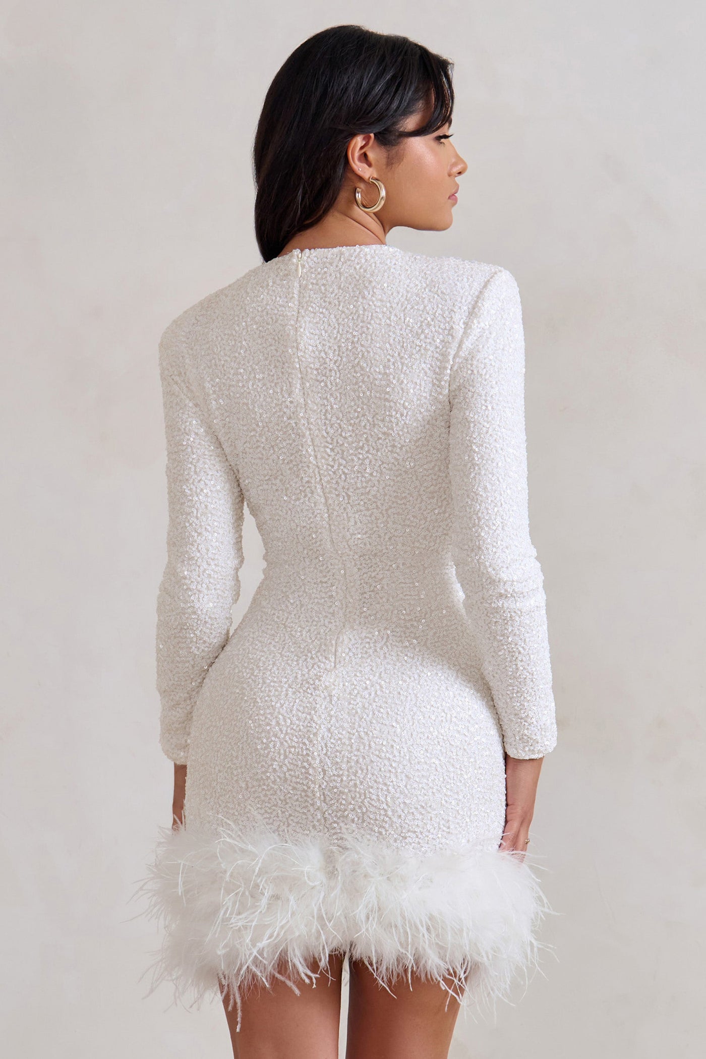 Claudia | Minikleid mit Federbesatz