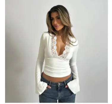Roxana | Langärmliges Oberteil mit Spitze – Feminine Eleganz für Jeden Anlass Zendoo.de