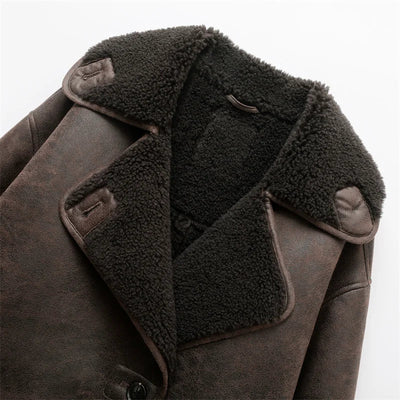 Kiara | Stilvolle Jacke mit Kunstleder- und Fleece-Details