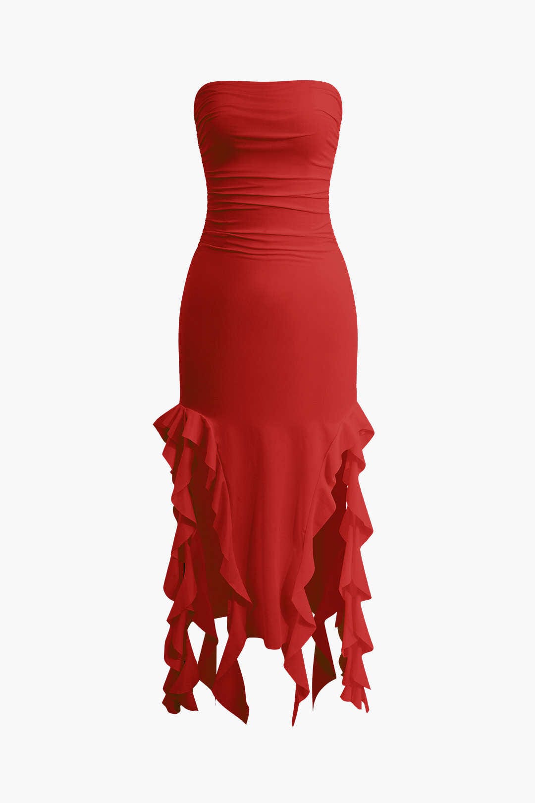 Sofia | Elegantes Bandeau-Maxikleid mit Volant-Details – Zeitlose Raffinesse