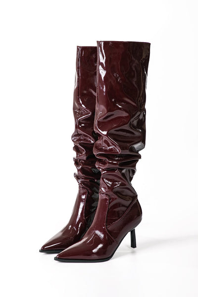 Ava | Lackleder-Stiefel mit gerafftem Schaft - Zendoo.de
