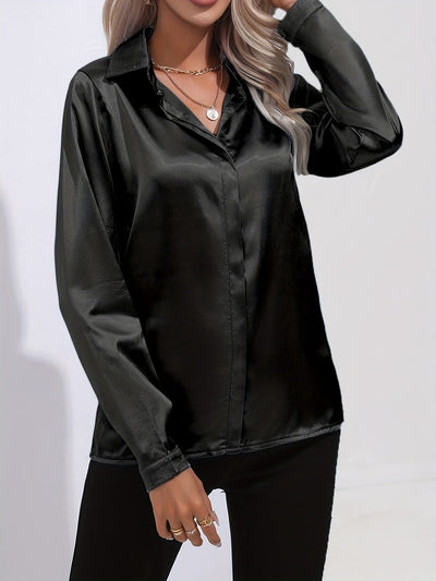 Irene | Elegantes Satin-Hemd mit langen Ärmeln für Damen