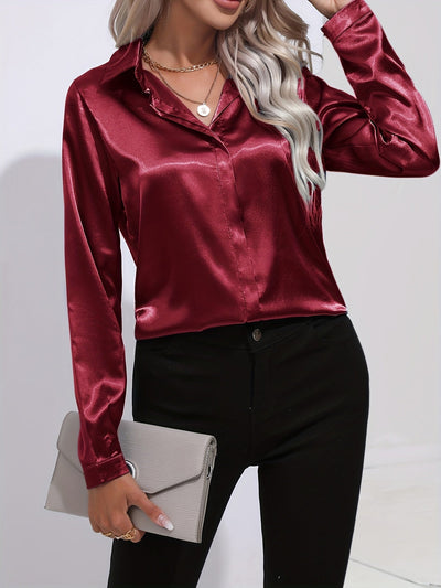 Irene | Elegantes Satin-Hemd mit langen Ärmeln für Damen