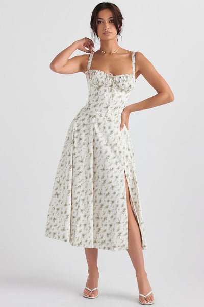 Hannah | Pastellgrün Taillenformendes Midikleid