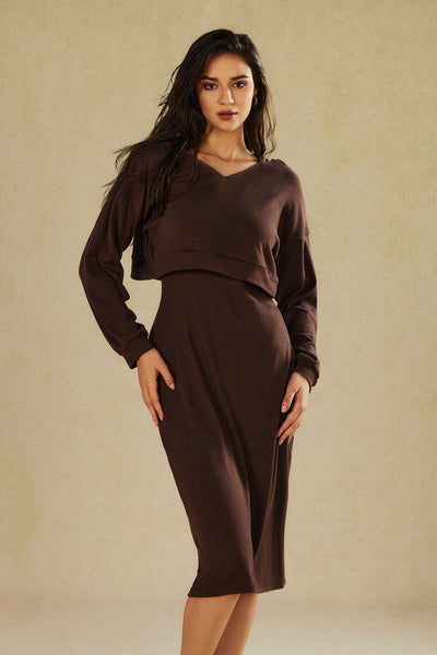 Julia | Lässiges Zweiteiler-Set mit Hoodie & Midi-Kleid