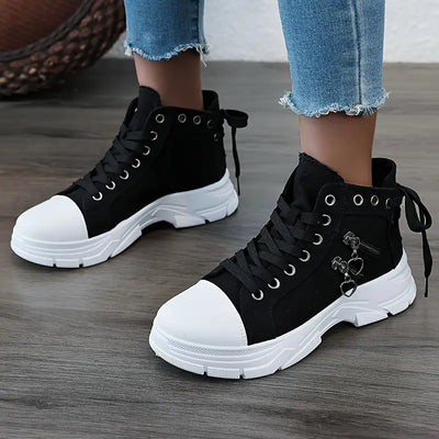 Damen High-Top Sneaker – Jeansblau mit Reißverschluss