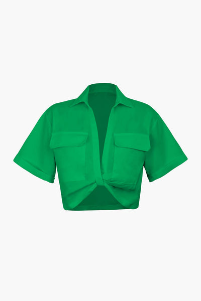 Janice | Stylisches Kurzarm Crop Shirt mit kragen