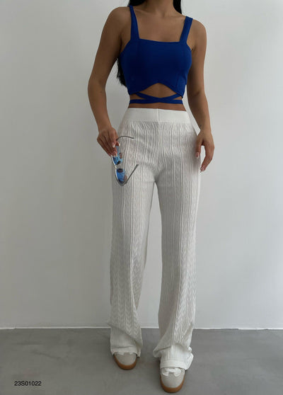 Ella | Elegante weiße gehäkelte Hose