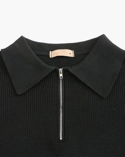 Aaron | Cozy halbem Reißverschluss Herren Gerippt Strickpullover mit Polokragen