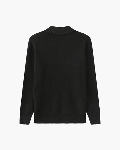Aaron | Cozy halbem Reißverschluss Herren Gerippt Strickpullover mit Polokragen