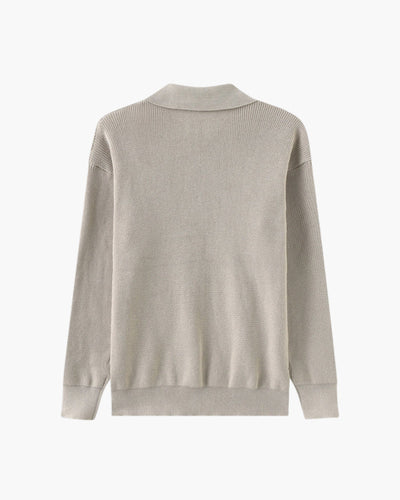 Aaron | Cozy halbem Reißverschluss Herren Gerippt Strickpullover mit Polokragen