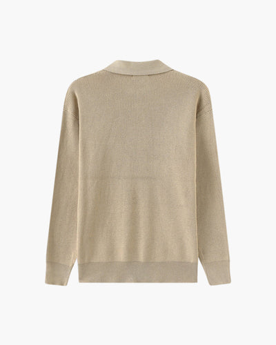 Aaron | Cozy halbem Reißverschluss Herren Gerippt Strickpullover mit Polokragen